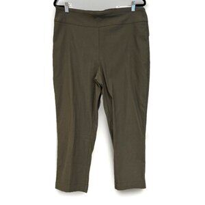 TRIBAL Women Olive‎ Green Cropped Pants Size 16 High Waist Stretch Casual